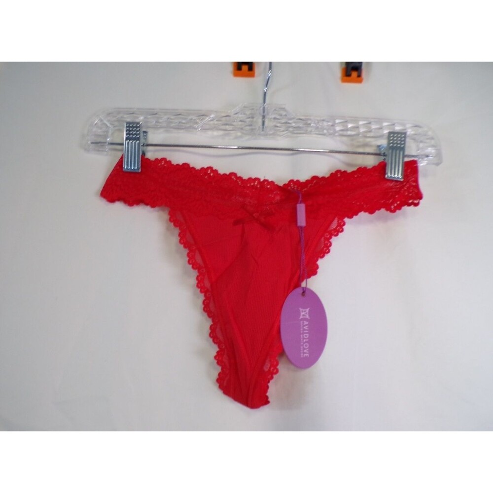 AVIDLOVE Women's Red Lace Thong Size S 0647 Nylon Spandex